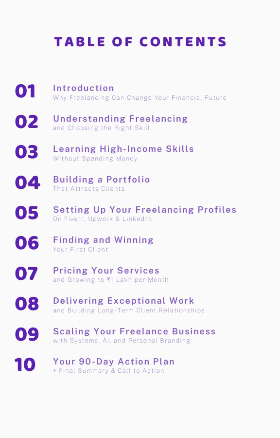 eBook table of contents sample page